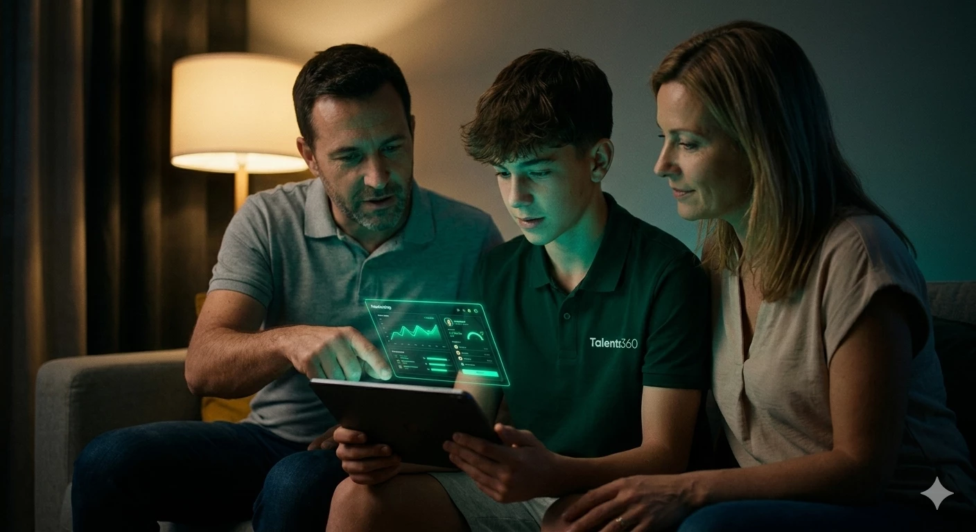 Padres apoyando al futbolista