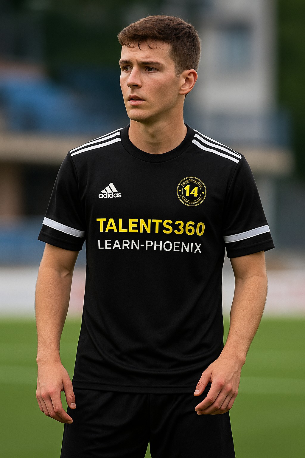 Futbolista Talents360 preparándose para decidir en el campo